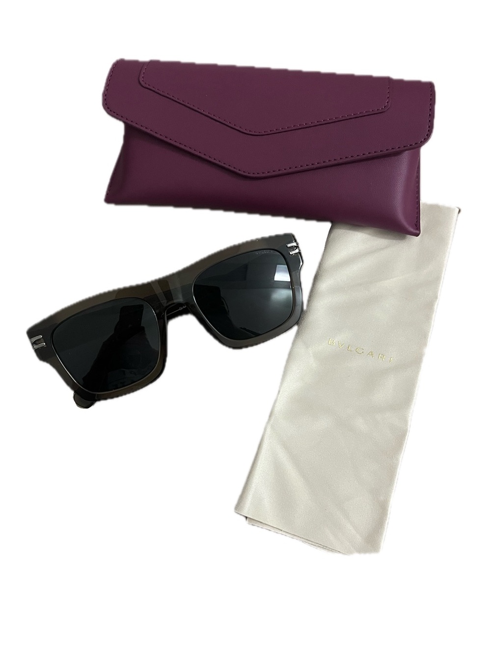 Bvlgari Black Thick Frame Women’s sunglasses with case and sunglass wipe